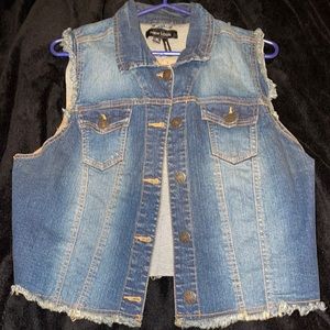Denim button down vest